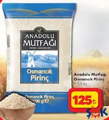 ANADOLU MUTFAĞI OSMANCIK PİRİNÇ 2,5 KG fiyat ve kampanya bilgisi